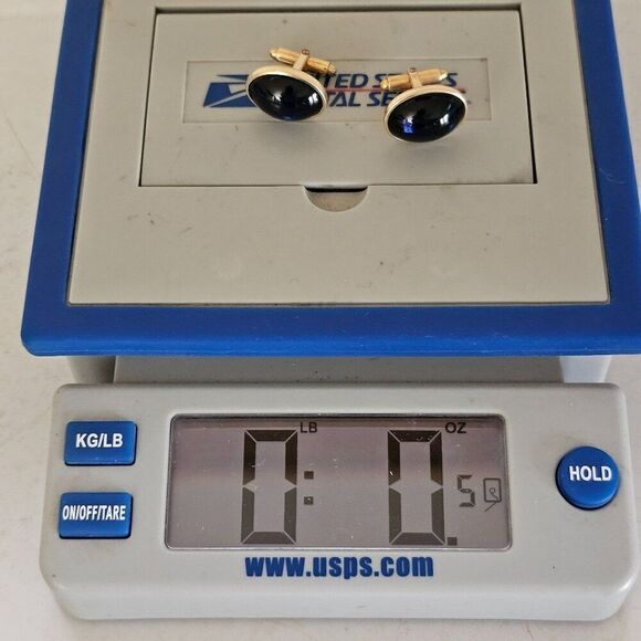 Vintage Kreisler USA 14KT RG Gold Plated Overlay Blue Oval Glass Cufflinks MCM - Picture 8 of 10